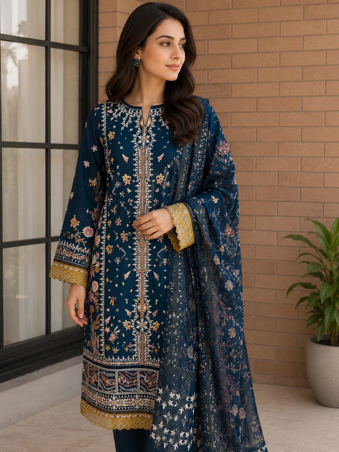 Blue embroidered Pakistani Dress